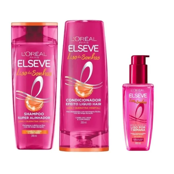 Kit Liso dos Sonhos Shampoo+ Condicionador +Sérum