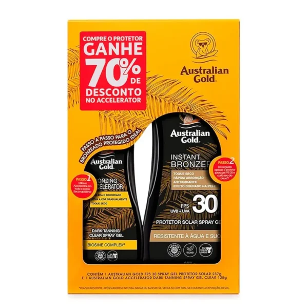 Kit Protetor Solar e Bronzeador Australian Gold FPS30 237ml